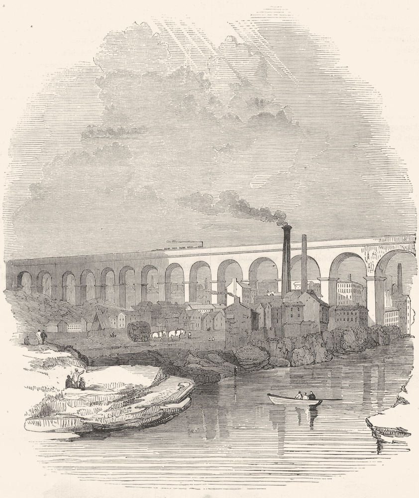 MANCHESTER. Stockport Viaduct- Manchester 1850 old antique print picture